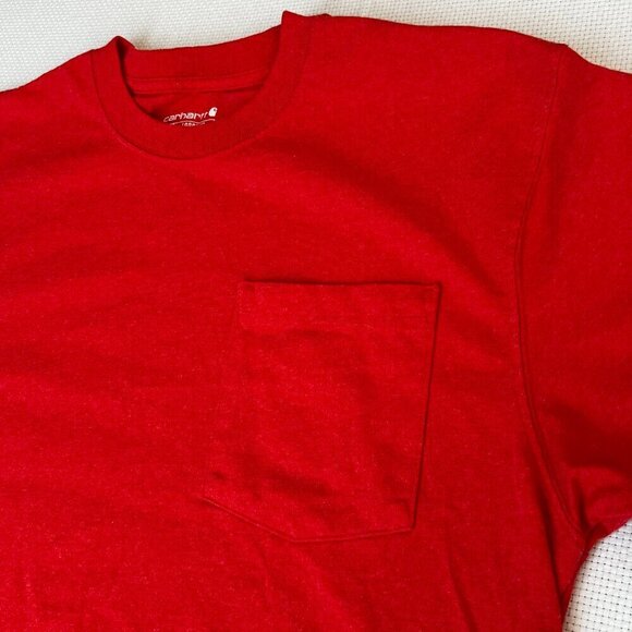 Carhartt Heavyweight Medium T-Shirt Short Sleeve Pocket Loose Fit‎ Red Orange - Picture 5 of 6